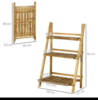 Estantería de madera para plantas