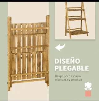 Estantería de madera para plantas