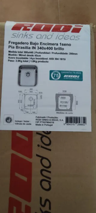 2 Fregaderos cocina "Rodi Brasilia" bajo encimera,