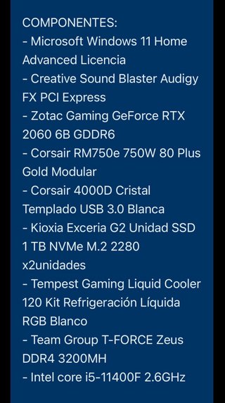 Torre PC Gamer Potente 64G RAM Corsair Blanca