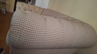 Sofá Chester tapizado cuadros beige