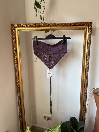 Top de crochet morado talla S