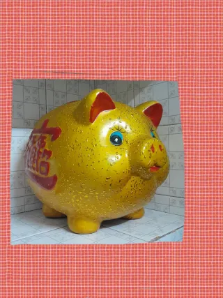 Hucha Alcancía de cerdo dorada