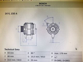 Alternador Bosch 0 986 047 360 Citroen Xsara