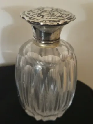 Juego tocador cristal y alpaca años 50