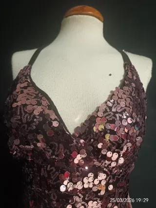 Ref: 202 Vestido corto lentejuelas rosa y plata