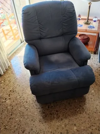 Conjunto 2 sillones reclinables tela azul