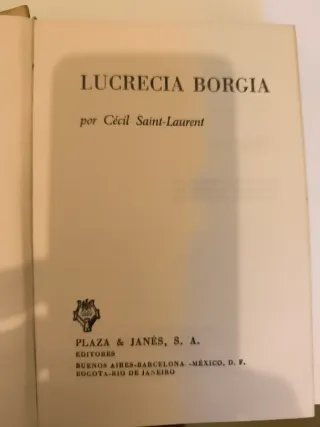Lucrecia Borgia, por Cécil Saint - Laurent