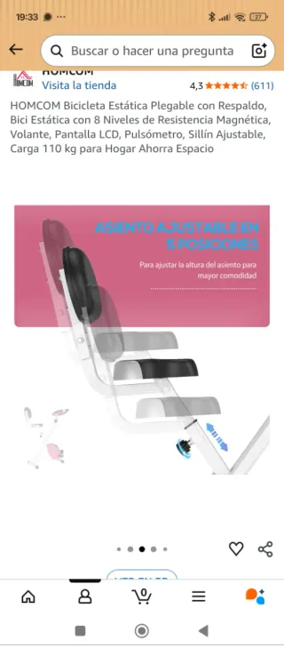 Bicicleta Estática Plegable color verde HOMCOM