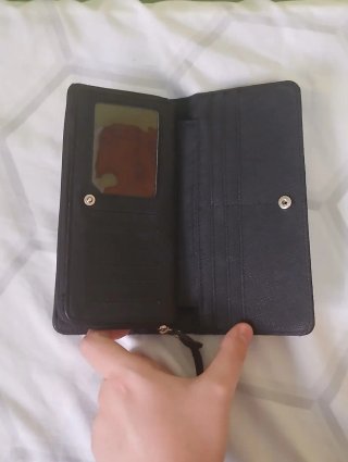 Monedero Cartera Negra Tachuelas Plateadas
