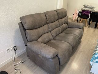 Sofá de 3 plazas gris/marrón motorizado (2plazas)