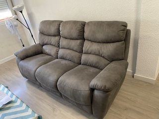 Sofá de 3 plazas gris/marrón motorizado (2plazas)