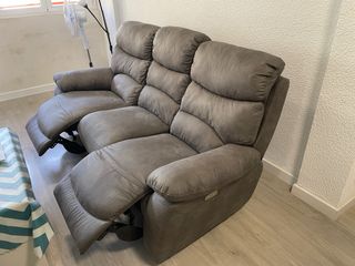 Sofá de 3 plazas gris/marrón motorizado (2plazas)