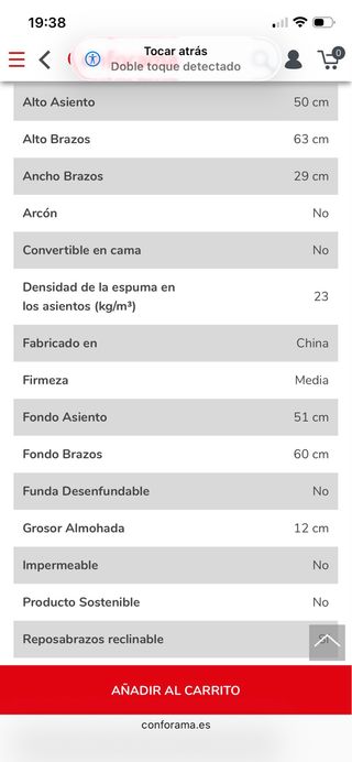 Sofá de 3 plazas gris/marrón motorizado (2plazas)