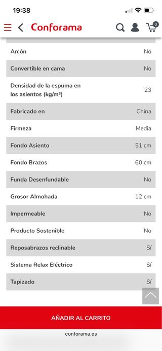 Sofá de 3 plazas gris/marrón motorizado (2plazas)