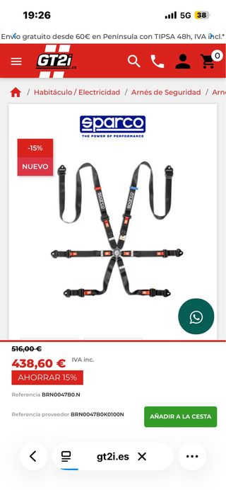 Arnés Sparco 6 puntos