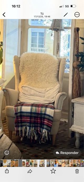 Sillón cómodo tela y lana