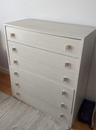 Cómoda de 6 cajones gris claro