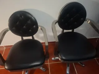 3 Sillas Peluquería + 2 Reposapiés