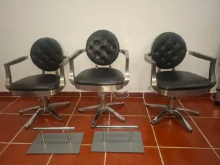3 Sillas Peluquería + 2 Reposapiés