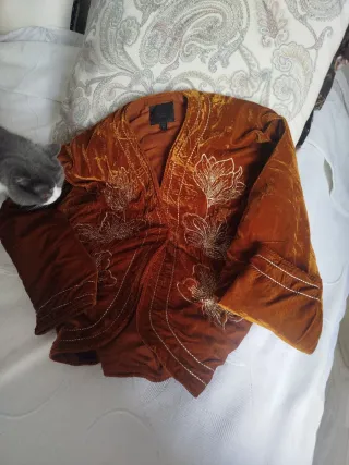 Chaqueta Zara Terciopelo Bordada Talla S/XS nueva.