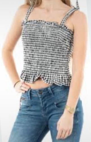 Top Guess cuadros blanco y negro