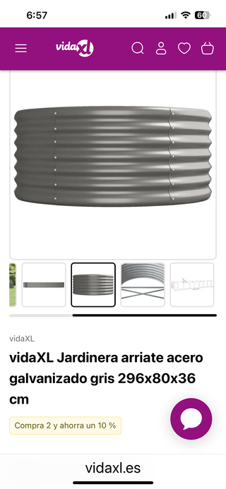 Jardinera Arriate Acero Galvanizado Gris