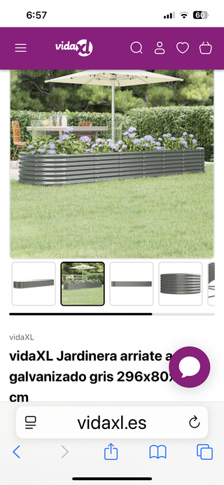 Jardinera Arriate Acero Galvanizado Gris