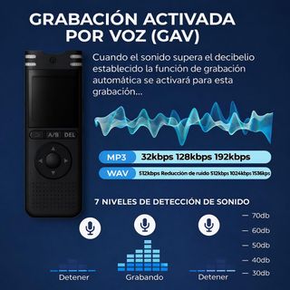 Grabadora de voz con IA, audio HD y transcripción
