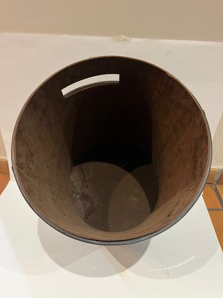 Puff redondo polipiel marrón