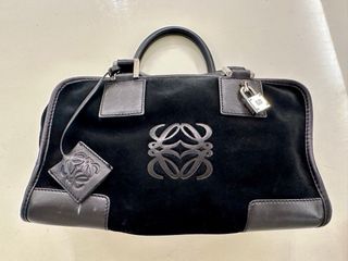 Bolso Loewe Amazona vintage en ante negro/piel