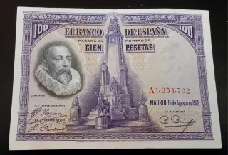 2 BILLETES DE 100 PESETAS CERVANTES 1928