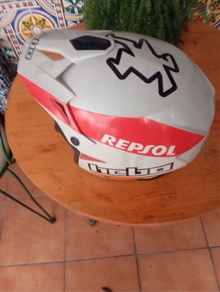 Casco Moto Blanco y Naranja
