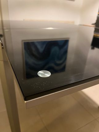 Mesa Comedor Extensible Cristal Negro/Plata