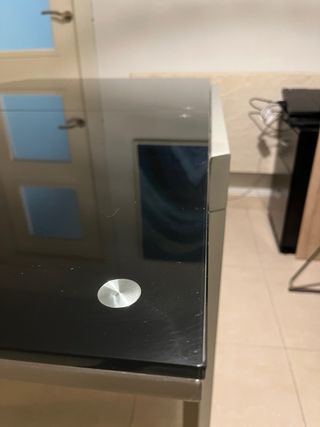 Mesa Comedor Extensible Cristal Negro/Plata