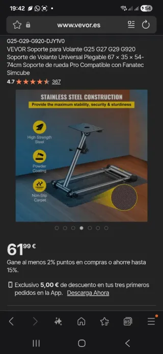 Soporte Volante Simracing Logitech G29, G27, etc..