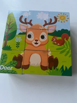 Puzzle bloques madera animales infantil