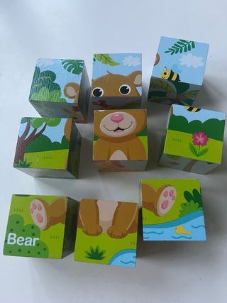 Puzzle bloques madera animales infantil