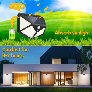 4 Faretti Solari 100 LED Sensore Movimento Esterno
