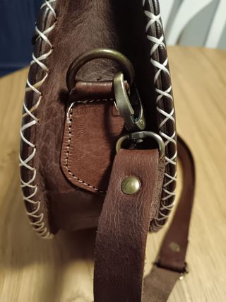 Bolso redondo rafia y piel