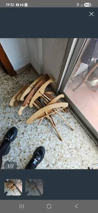 Lote 9 perchas madera tipo espada