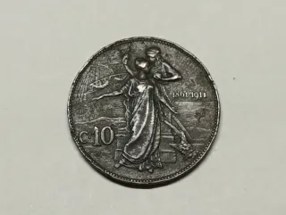 Bonita Moneda 10 Centesimi Italia 1911 Cobre