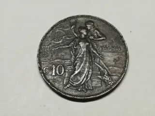 Bonita Moneda 10 Centesimi Italia 1911 Cobre
