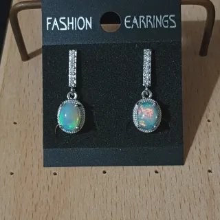 Pendientes Ópalo Natural Plata