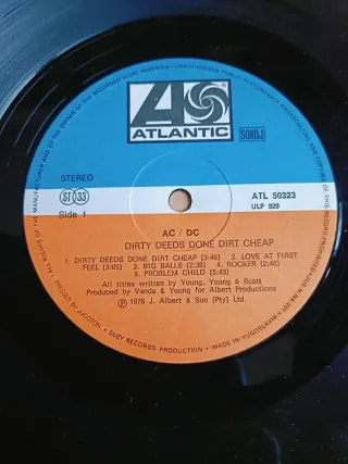 VINILO AC/DC -DIRTY DEEDS DONE DIRT CHEAP