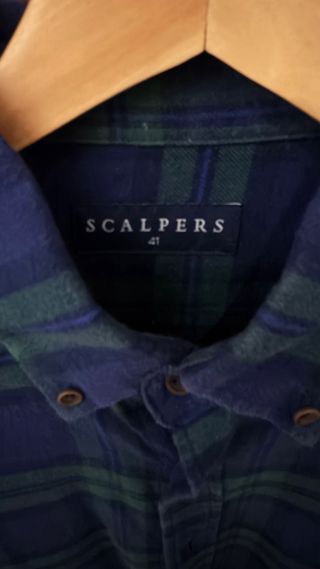 Camisa Scalpers cuadros azul y verde T40