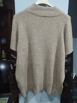 Jersey Beige con Leopardo Lentejuelas Talla Única