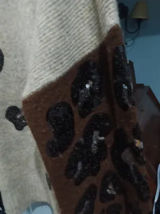 Jersey Beige con Leopardo Lentejuelas Talla Única