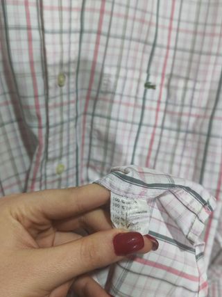Camicia Lacoste Uomo Quadretti Bianca Taglia L