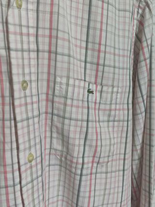 Camicia Lacoste Uomo Quadretti Bianca Taglia L